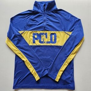 Polo Ralph Lauren Performance Shirt 10/12 Blue Yellow Sporty Athletic